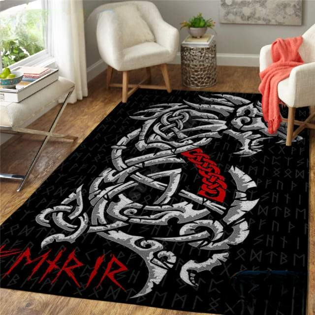 Tapis Viking Dragon | Noir et Rouge