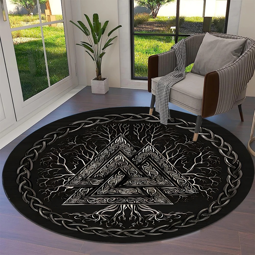 Tapis viking rond arbre de vie valknut