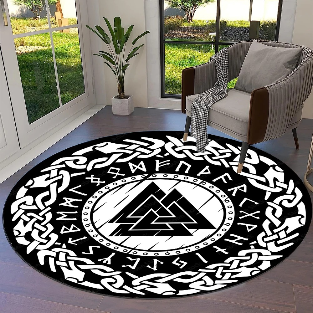 Tapis viking rond bouclier valknut