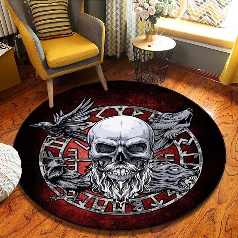 Tapis viking rond crane avec barbe