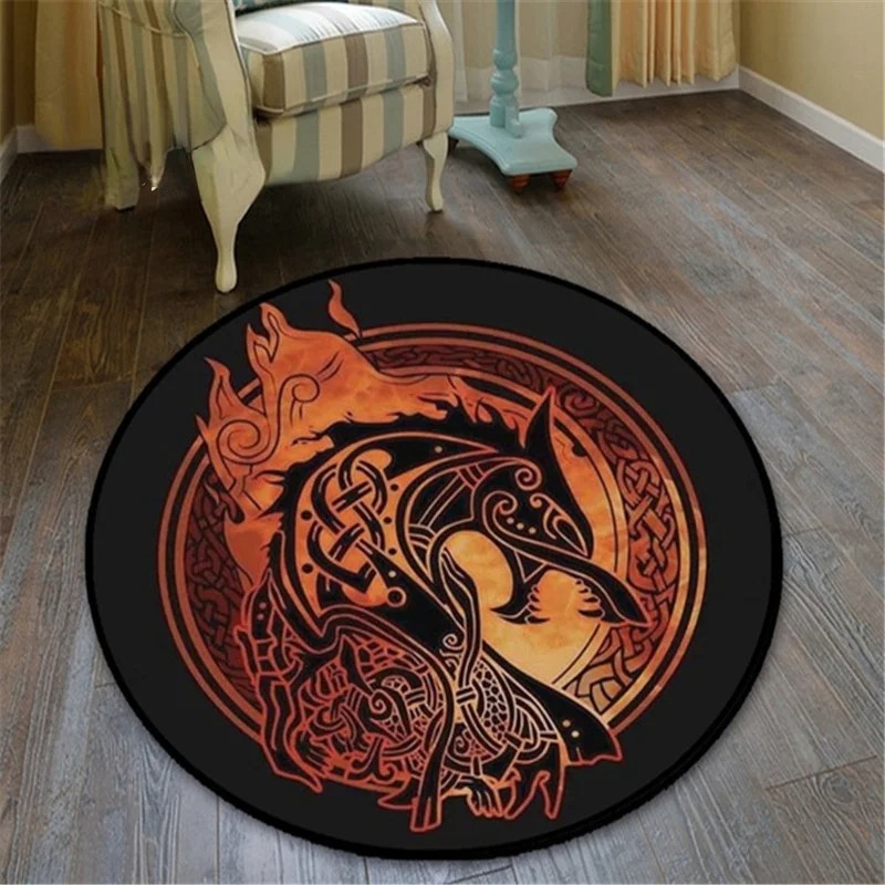 Tapis viking rond dragon