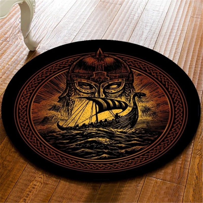 Tapis viking rond drakkar