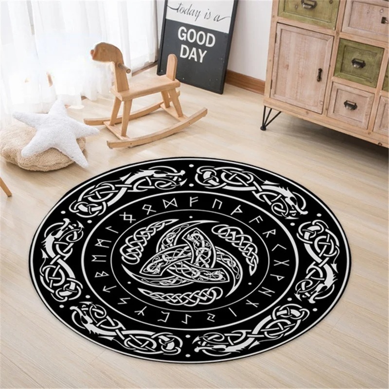 Tapis viking rond runes