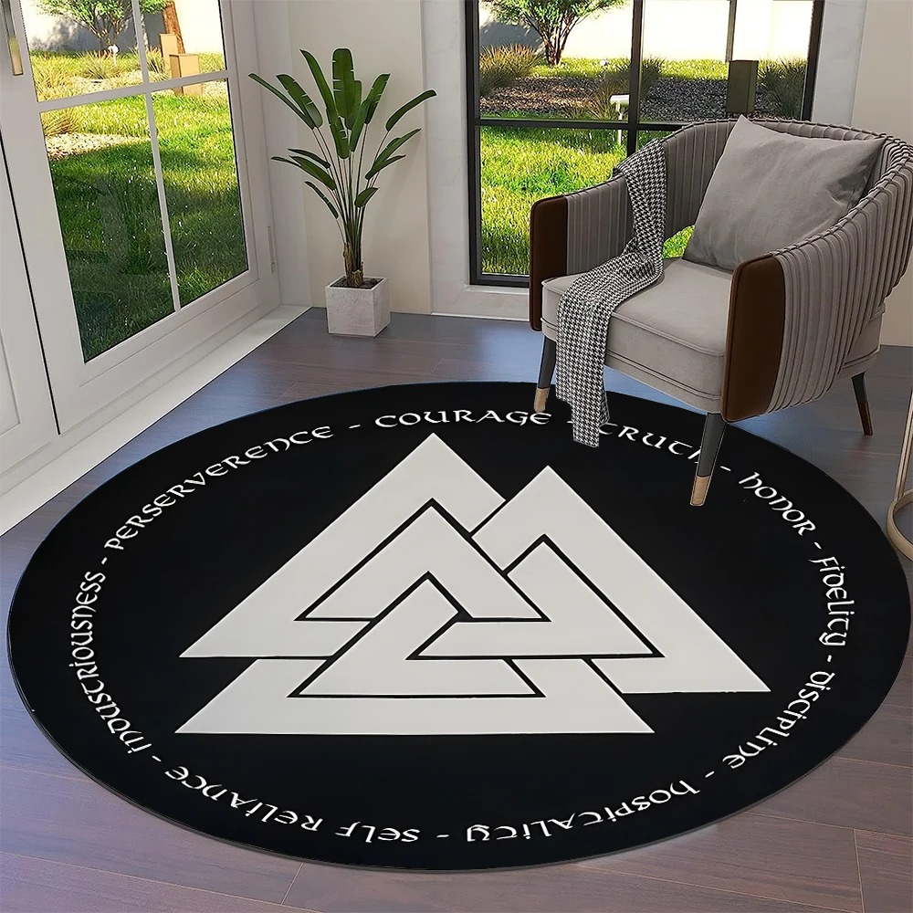 Tapis viking rond valknut motivational