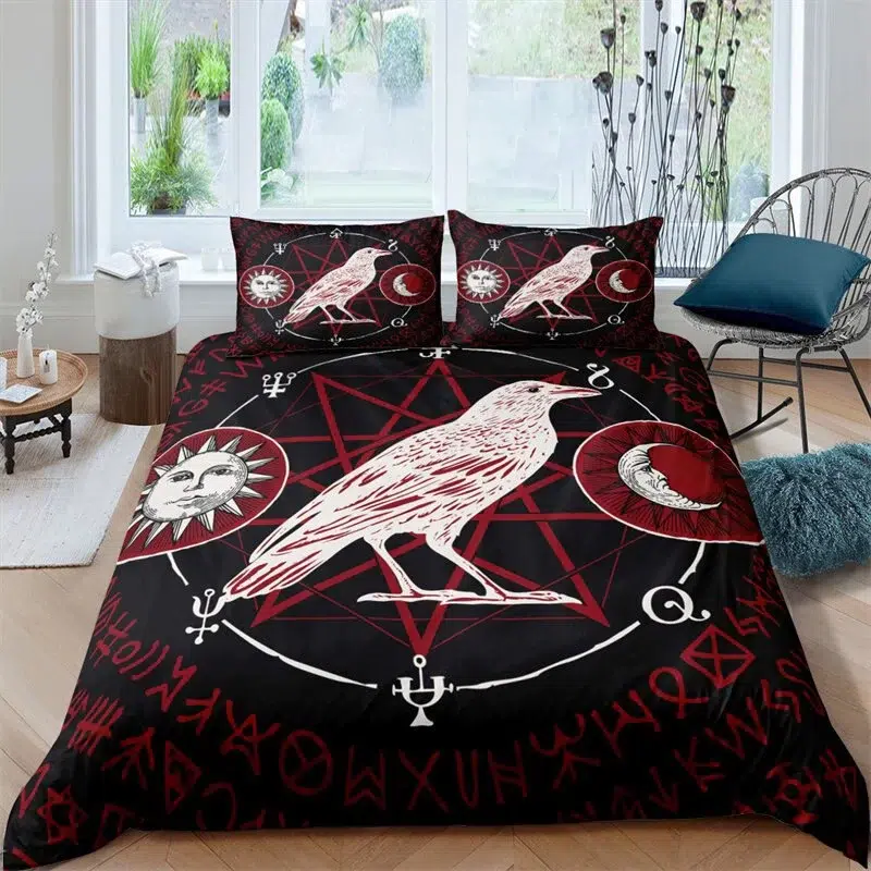 HOUSSE DE COUETTE CORBEAU VIKING rouge