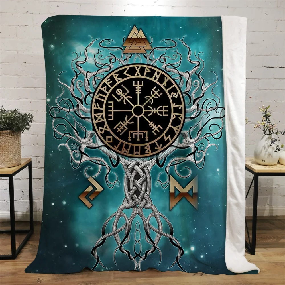 Plaid viking arbre de vie valknut sur l'espace