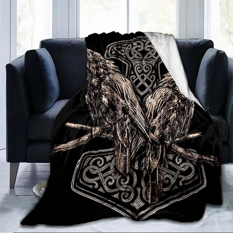 Plaid viking corbeaux d'odin á dos