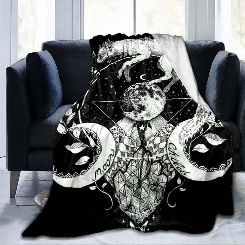 Plaid viking loup sur la lune