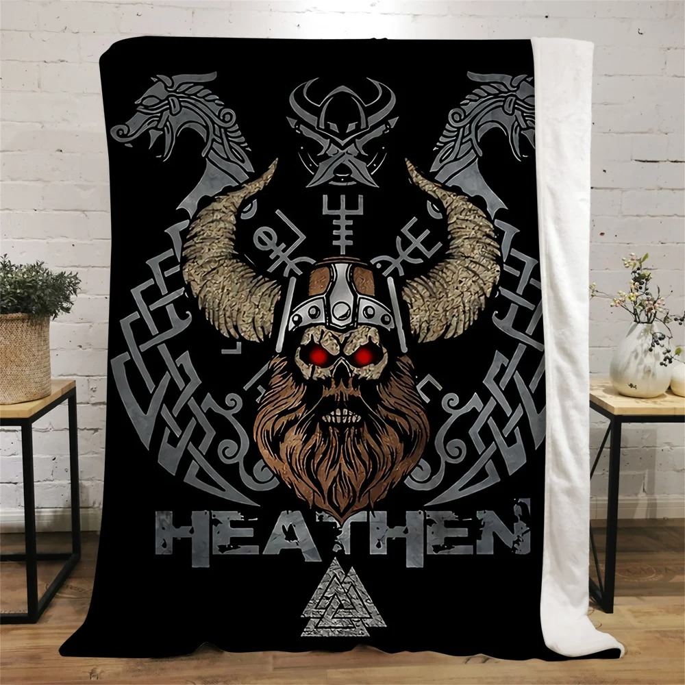 Plaid viking tete de guerrier sur drakkar