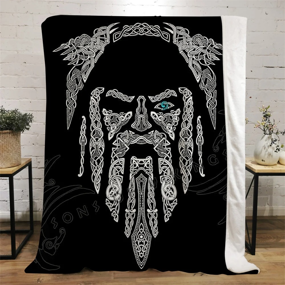 Plaid viking tete d'odin