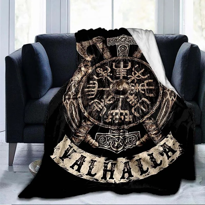 Plaid viking valhalla bouclier et hache vintage
