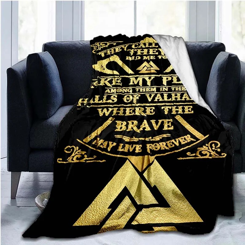 Plaid viking valknut et bouclier doré