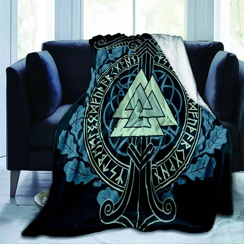 Plaid viking valknut turquoise
